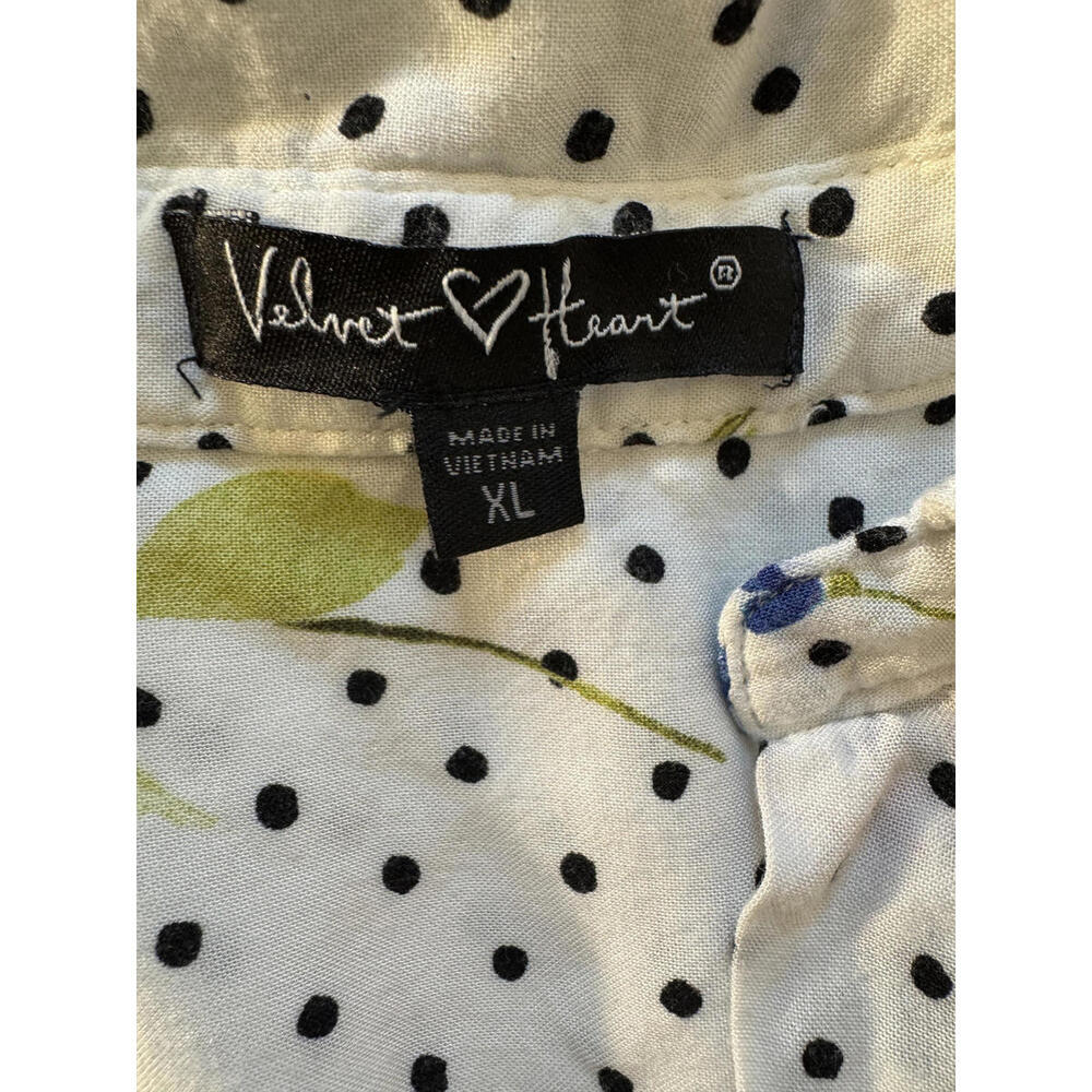 Velvet Heart XL Women's White Floral Polka Dot Long Sleeve Blouse - Picture 2 of 8